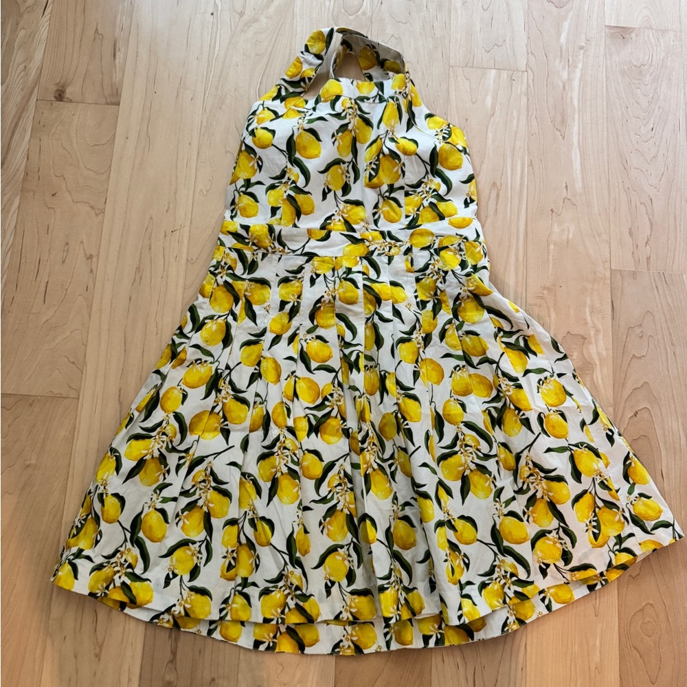 Crewcuts cotton Lemon Print Halter Kids Dress